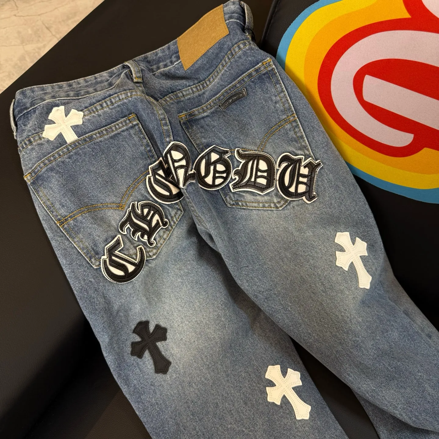 P280 Style number: D411 Chrome Hearts New York limited Sanskrit cross jeans Size# 28 30 32 34
